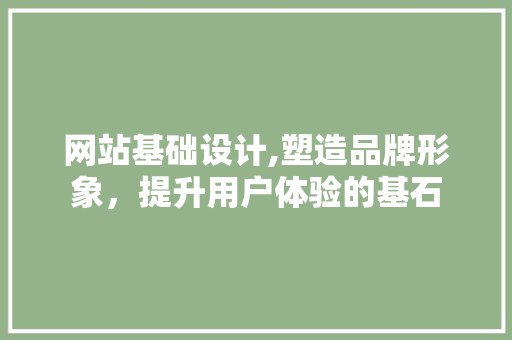 网站基础设计,塑造品牌形象，提升用户体验的基石