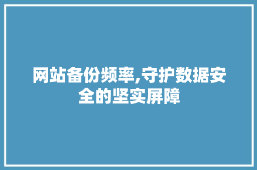 网站备份频率,守护数据安全的坚实屏障