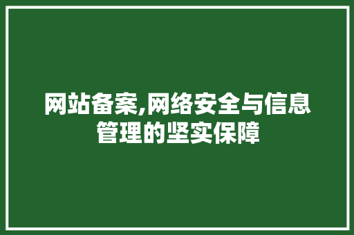 网站备案,网络安全与信息管理的坚实保障