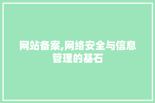 网站备案,网络安全与信息管理的基石