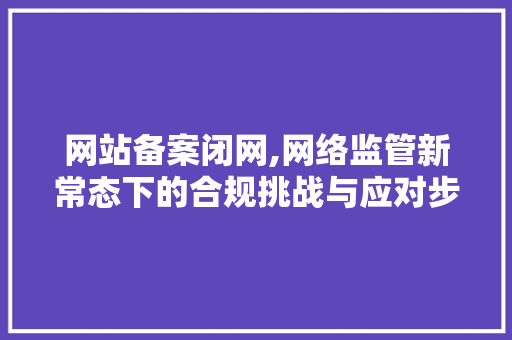 网站备案闭网,网络监管新常态下的合规挑战与应对步骤