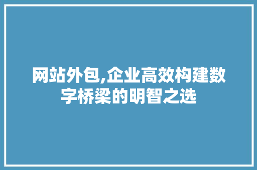 网站外包,企业高效构建数字桥梁的明智之选