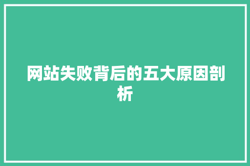 网站失败背后的五大原因剖析
