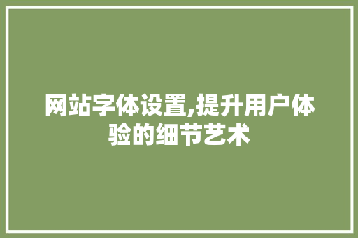 网站字体设置,提升用户体验的细节艺术