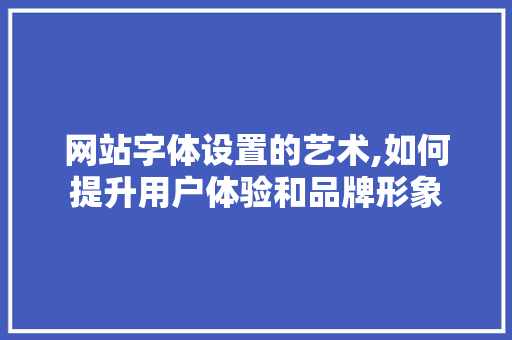 网站字体设置的艺术,如何提升用户体验和品牌形象