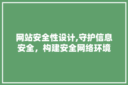 网站安全性设计,守护信息安全，构建安全网络环境