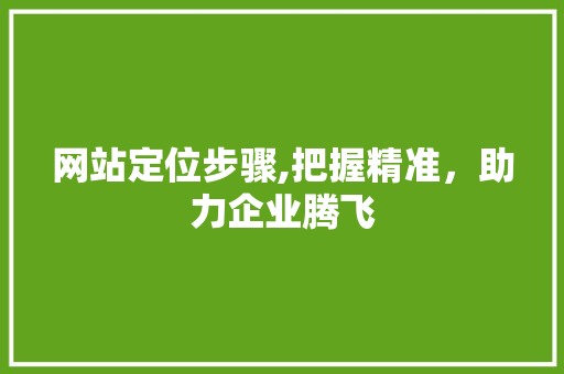 网站定位步骤,把握精准，助力企业腾飞