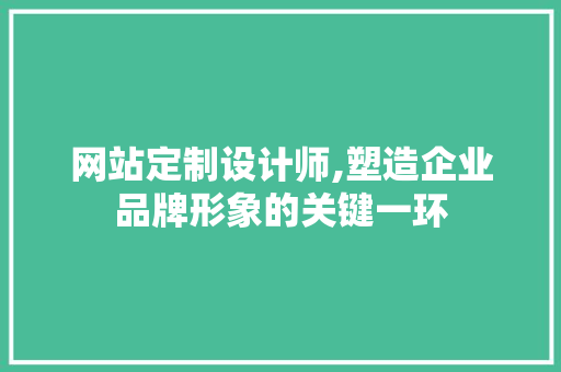 网站定制设计师,塑造企业品牌形象的关键一环