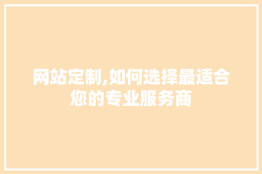 网站定制,如何选择最适合您的专业服务商