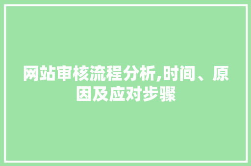 网站审核流程分析,时间、原因及应对步骤