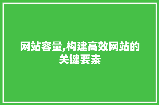 网站容量,构建高效网站的关键要素