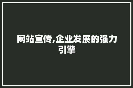 网站宣传,企业发展的强力引擎