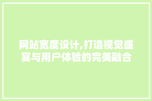 网站宽度设计,打造视觉盛宴与用户体验的完美融合