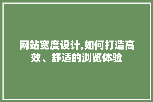 网站宽度设计,如何打造高效、舒适的浏览体验