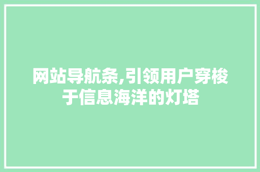 网站导航条,引领用户穿梭于信息海洋的灯塔