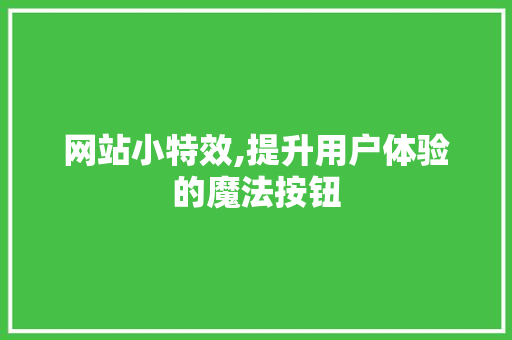 网站小特效,提升用户体验的魔法按钮