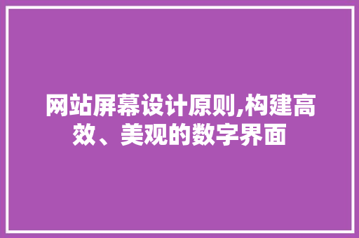 网站屏幕设计原则,构建高效、美观的数字界面
