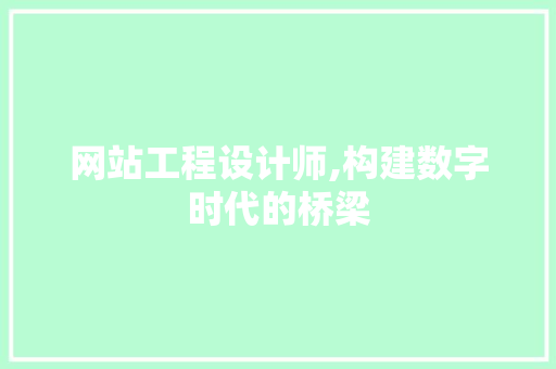 网站工程设计师,构建数字时代的桥梁