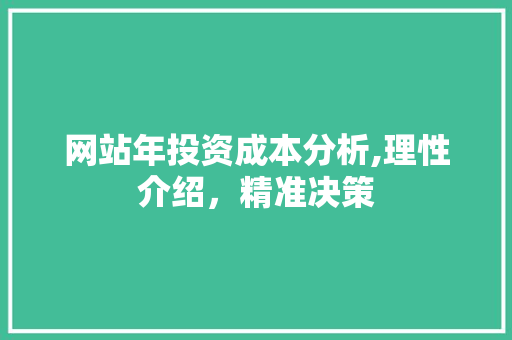 网站年投资成本分析,理性介绍，精准决策