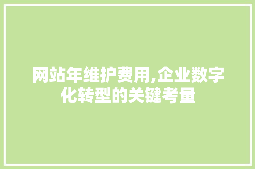 网站年维护费用,企业数字化转型的关键考量