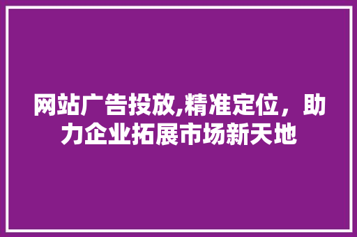 网站广告投放,精准定位，助力企业拓展市场新天地