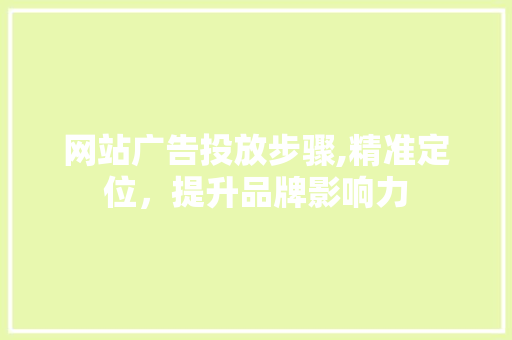 网站广告投放步骤,精准定位，提升品牌影响力