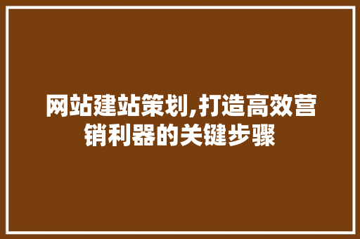 网站建站策划,打造高效营销利器的关键步骤