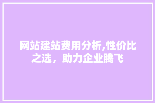 网站建站费用分析,性价比之选，助力企业腾飞