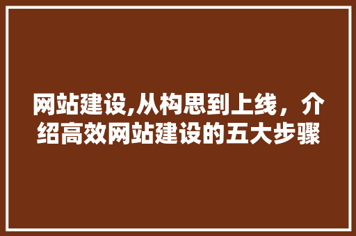 网站建设,从构思到上线，介绍高效网站建设的五大步骤