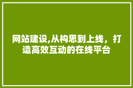 网站建设,从构思到上线，打造高效互动的在线平台