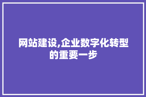 网站建设,企业数字化转型的重要一步