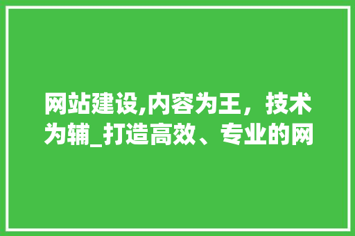 网站建设,内容为王，技术为辅_打造高效、专业的网络平台