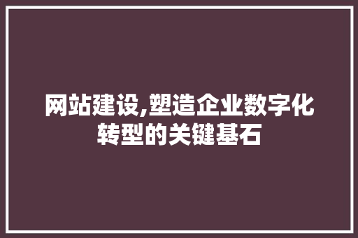 网站建设,塑造企业数字化转型的关键基石