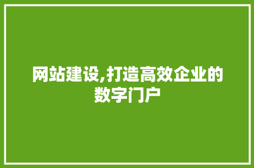 网站建设,打造高效企业的数字门户