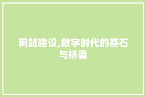 网站建设,数字时代的基石与桥梁
