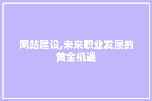 网站建设,未来职业发展的黄金机遇