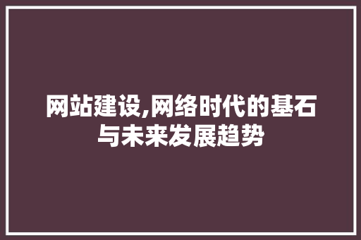网站建设,网络时代的基石与未来发展趋势