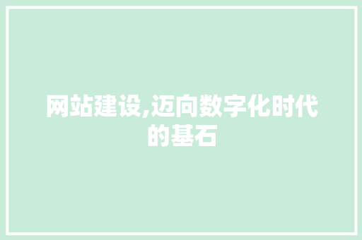 网站建设,迈向数字化时代的基石