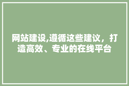 网站建设,遵循这些建议，打造高效、专业的在线平台