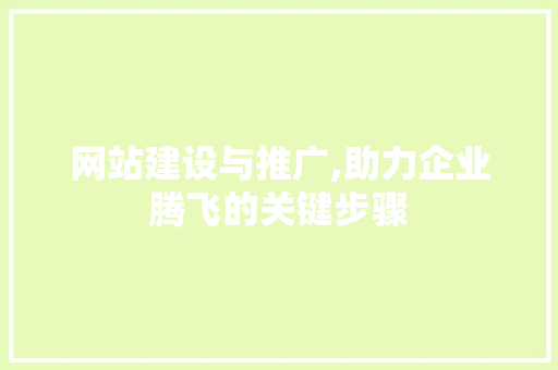 网站建设与推广,助力企业腾飞的关键步骤