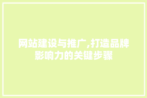 网站建设与推广,打造品牌影响力的关键步骤