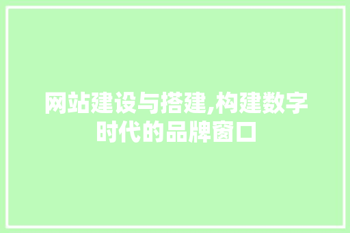 网站建设与搭建,构建数字时代的品牌窗口