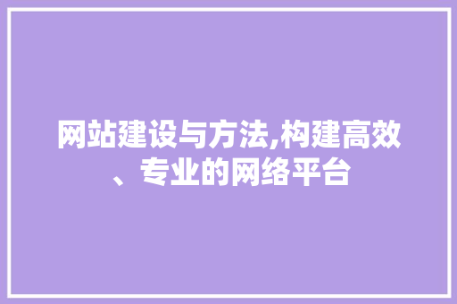 网站建设与方法,构建高效、专业的网络平台 网站建设与方法,构建高效、专业的网络平台 神马SEO