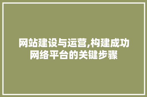 网站建设与运营,构建成功网络平台的关键步骤