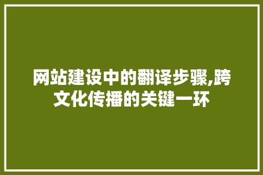 网站建设中的翻译步骤,跨文化传播的关键一环 网站建设中的翻译步骤,跨文化传播的关键一环 神马SEO