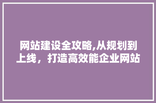 网站建设全攻略,从规划到上线，打造高效能企业网站