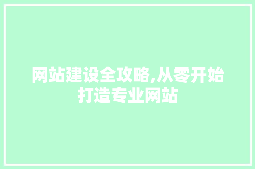 网站建设全攻略,从零开始打造专业网站 网站建设全攻略,从零开始打造专业网站 神马SEO
