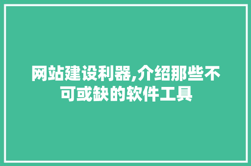 网站建设利器,介绍那些不可或缺的软件工具