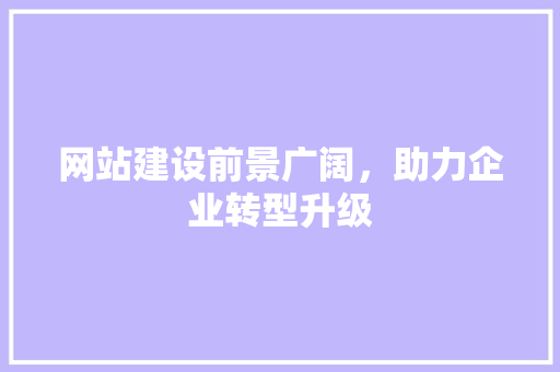 网站建设前景广阔，助力企业转型升级