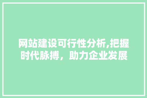 网站建设可行性分析,把握时代脉搏，助力企业发展 网站建设可行性分析,把握时代脉搏，助力企业发展 必应SEO